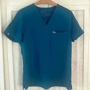 Figs Technical Collection Blue Scrub V-Neck Women's Size M